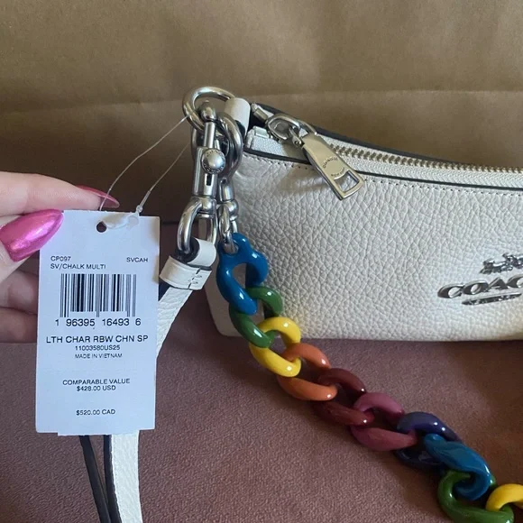 COACH Charlotte Shoulder Bag - White Rainbow Resin Chain - Picture 5 of 5